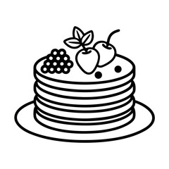 Pancake Stack with Mixed Berry Topping Breakfast Illustration