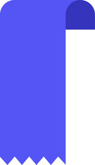 Bookmark featuring a serrated edge and curled corner, hanging against a white background, showcasing a simple yet elegant design in vibrant blue, perfect for marking pages