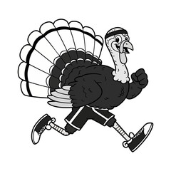 Cartoon turkey running, isolated on white background