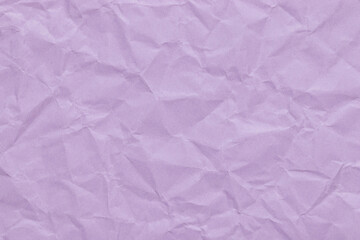 Lavender lilac color abstract texture of crumpled paper, empty background with wrinkles for overlay