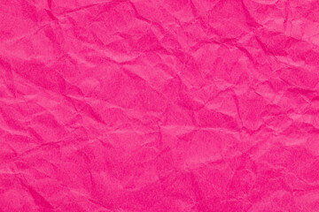 Fototapeta premium Fuchsia pink color crumpled paper texture, blank template wrinkly background with space for text