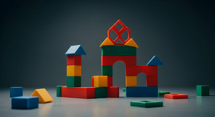 Fototapeta premium Creative Imagination Colorful Building Blocks Design for Early Childhood Development