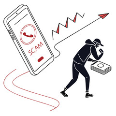 silhouette Phone scam on white background