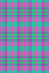 Production textile plaid tartan, internet seamless texture fabric. Horizon background vector pattern check in teal and pink colors.