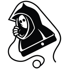 silhouette Phone scam on white background