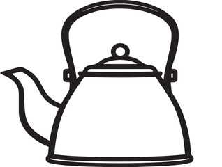 Modern tea kettle illustration in line icon style