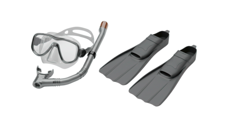 Snorkeling gear isolated on a dark background, perfect for underwater exploration.