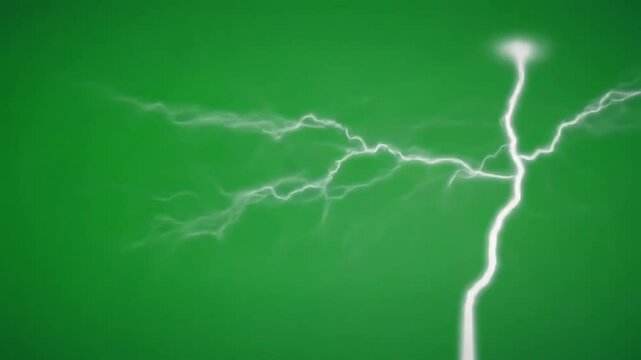 Electric Lightning Bolt on Green Screen