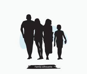 Vector hand drawn collection of family silhouettes