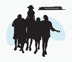 Vector hand drawn collection of family silhouettes