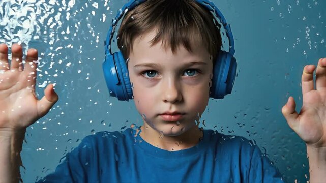 Autistic Child Boy Breaking Glass Barrier Video Footage Scene Overcoming Sensory and Social Isolation