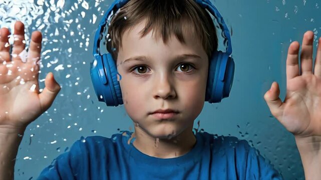 Autistic Child Boy Breaking Glass Barrier Video Footage Scene Overcoming Sensory and Social Isolation