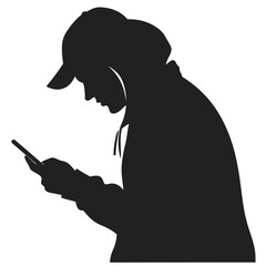 silhouette Phone scam on white background