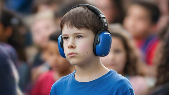 Autistic Child Boy Frozen in Busy City Video Footage Scene Representing Sensory Overload Shutdown and Executive Dysfunction