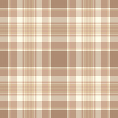 Elegant plaid pattern in beige and brown hues. A classic textile design evokes warmth, comfort, and timeless style. Ideal for backgrounds, fabrics, or design elements.