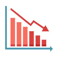 Decreasing Bar Chart with Arrow on Transparent Background