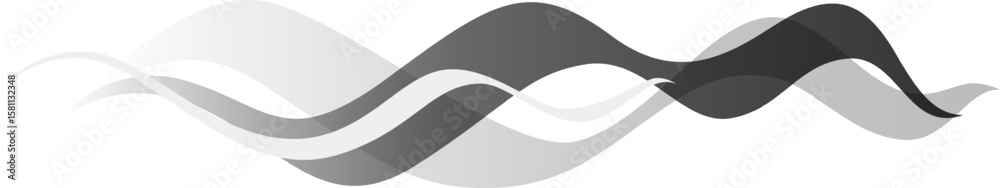 Poster abstract black and white waves are flowing horizontally, creating a dynamic and visually appealing p