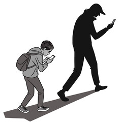 silhouette Phone scam on white background