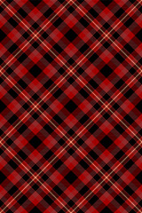 Sample plaid background texture, printout textile seamless check. Diwali vector fabric pattern tartan in red and black colors.