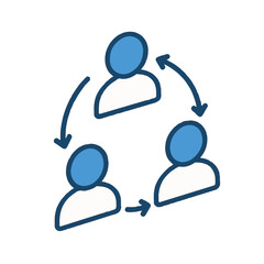 Fototapeta premium Team collaboration shown with connecting people in simple isometric style on transparent background.