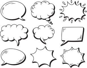 Collection of Cartoon Speech Bubbles in Various Shapes