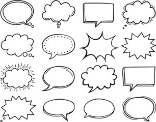 Collection of Cartoon Speech Bubbles in Various Shapes