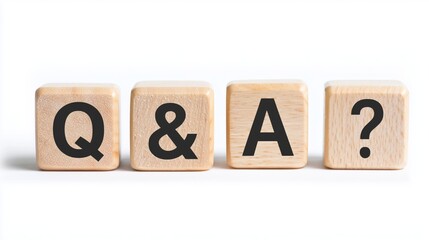 Q and A questions and answers symbol and question mark icon on wooden cubes isolated on a white background, 