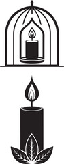 vector illustration of a set  candle styled icons