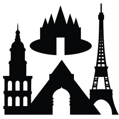 Landmark Silhouette Vector – Global Monuments Icon Set