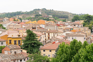 Fototapeta premium Historical architecture and scenic landscapes of Brihuega in Guadalajara, Spain during a cloudy day