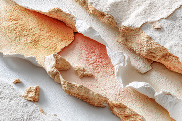 Plaster sheets forming abstract canyon topography in warm earthy hues