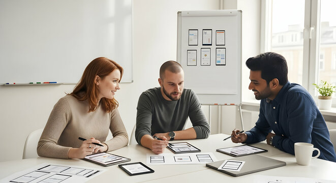 Creative Team Collaboration On Mobile Application Interface Design Process