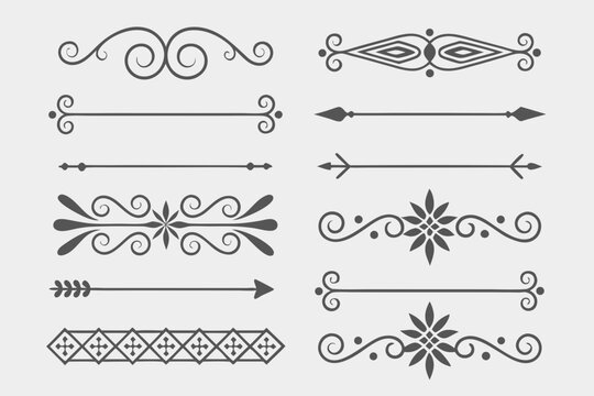 Elegant ornamental dividers vector collection with vintage decorative lines and classic flourishes.