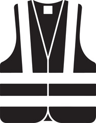 High visibility safety vest with reflective strips icon silhouette
