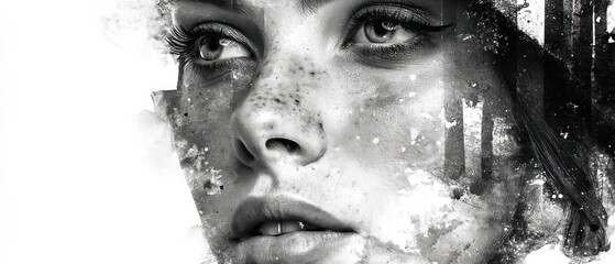 Abstract Portrait: A Monochromatic Study of Feminine Beauty and Inner Strength