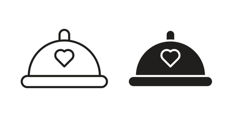 Obraz premium Wedding dinner icon. Stroke and Glyph pictogram. Vector illustration on white background