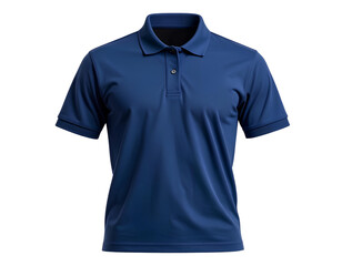 Plain Navy Blue Golf Polo Shirt Front View Mockup, Isolated on Transparent Background.