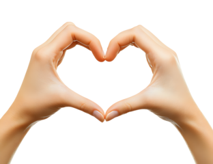 Womans Hands Forming Heart Symbol Of Love And Affection On White Background