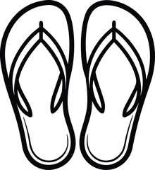 Flip-Flops Line Art Vector Icon on transparent background