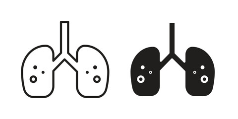 Tuberculosis TB icon. Stroke and Glyph pictogram. Vector illustration on white background