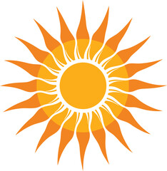 Sun Vector Icon in Orange and Yellow on a transparent background