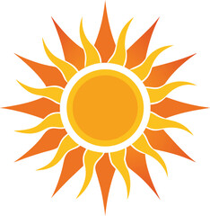 Sun Vector Icon in Orange and Yellow on a transparent background