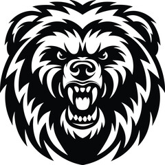 Stylized Bear Head Mascot Vector Logo. used as emblems, tattoo, sign, logo on transparent background