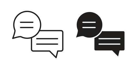 Text chat icon. Stroke and Glyph pictogram. Vector illustration on white background