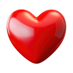 Glossy red heart shape symbol of love and romance isolated on transparent background