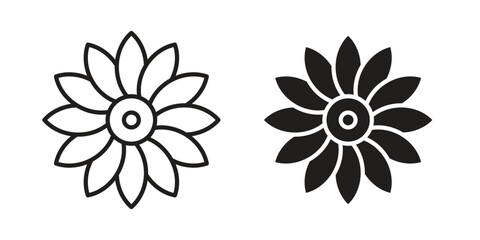 Sunflower icon. Stroke and Glyph pictogram. Vector illustration on white background