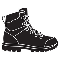 Vector art of a sturdy hiking boot with laces, ready for an outdoor adventure, isolated on white background