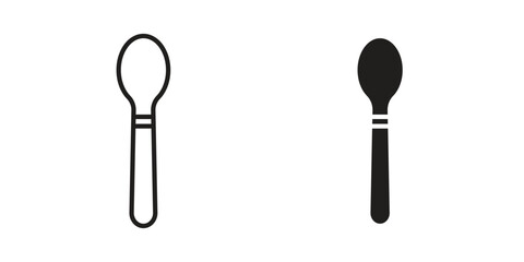 Spoon icon. Stroke and Glyph pictogram. Vector illustration on white background