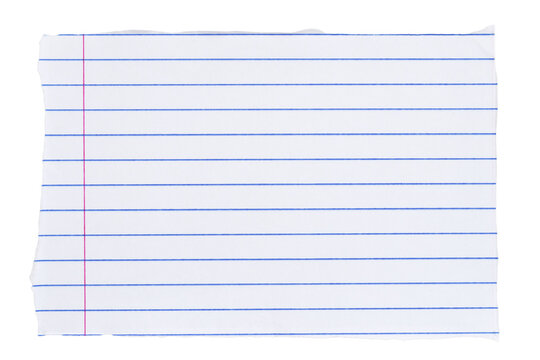 Crumbled lined loose leaf notebook paper ripped rectangle isolated on white