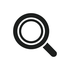 Simple black magnifying glass icon isolated on white background